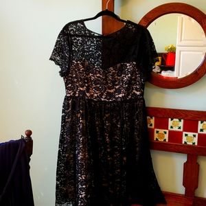 Black lace torrid size 1 short sleeve, knee length dress